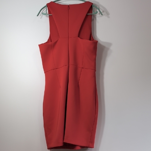 Guess | Red Sleeveless V-Neck Tie Front Mini Bodycon Dress Size L - Picture 8 of 8